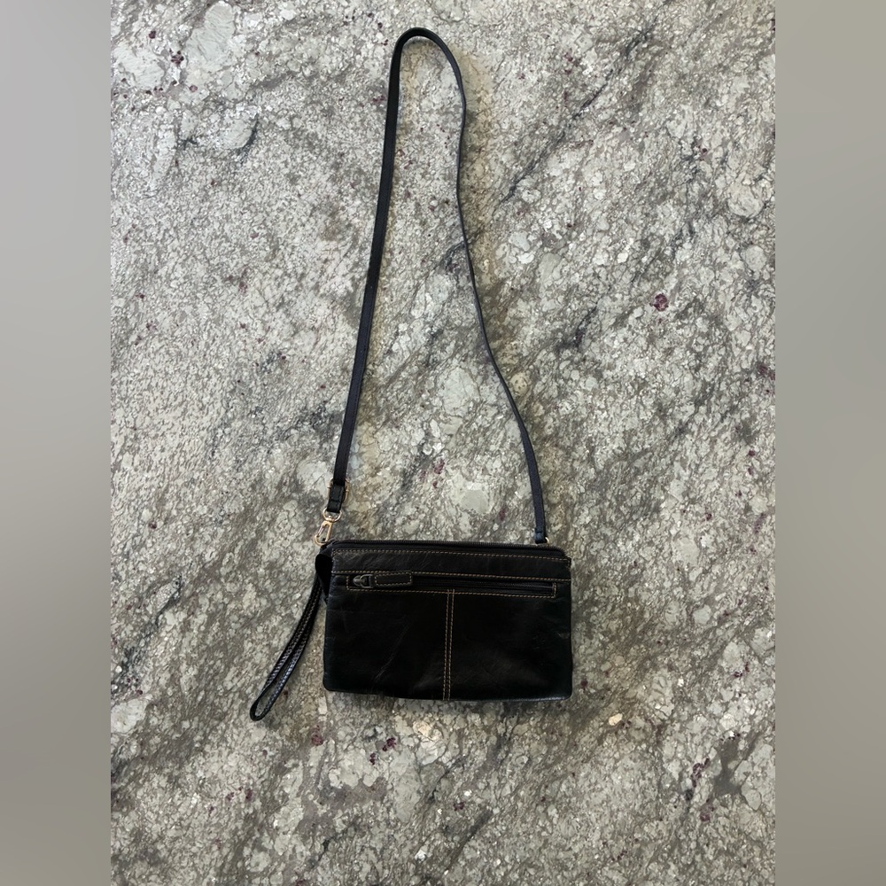 Elegant Jack Georges Black Leather Wristlet